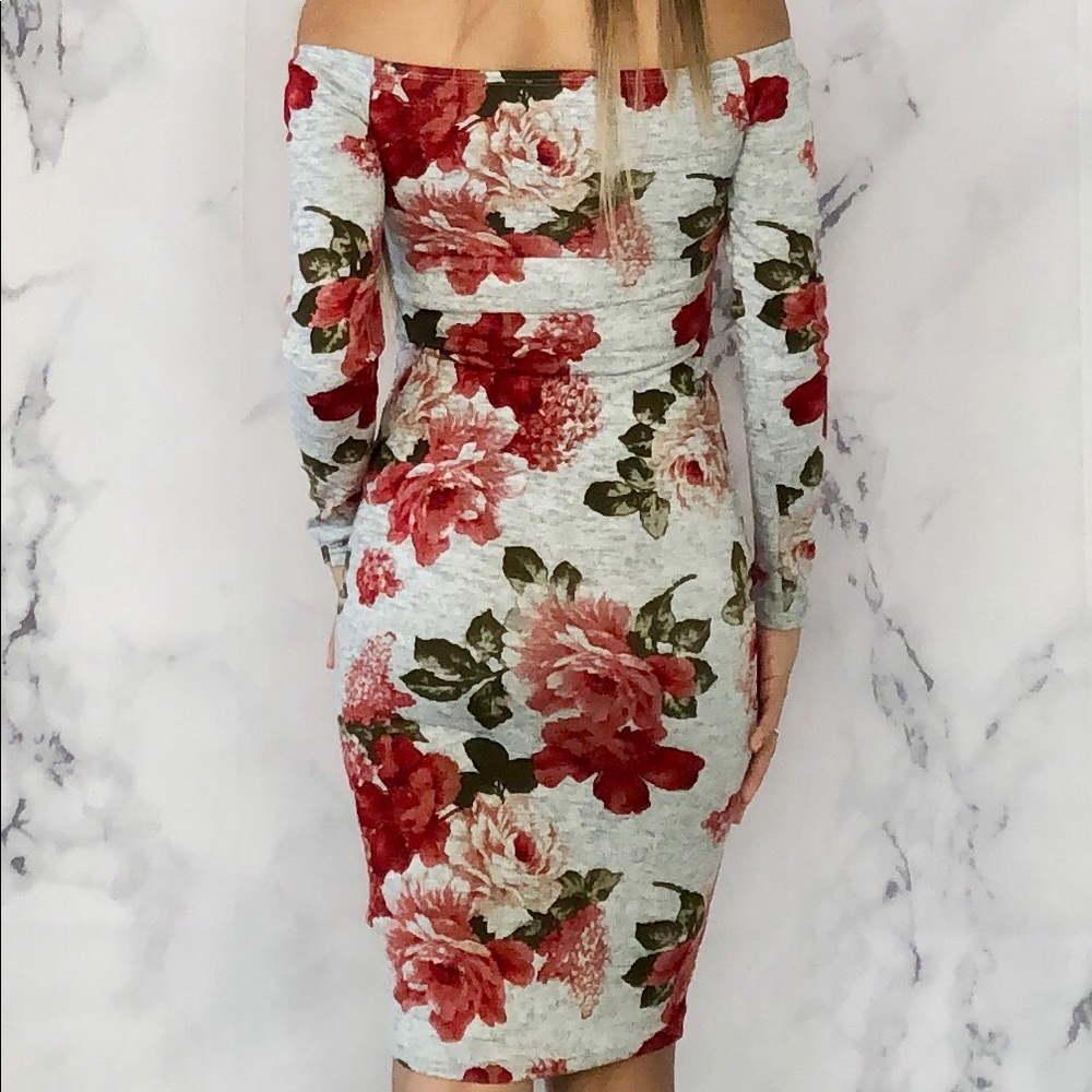 Gray Floral Dress - Picture 3 of 3